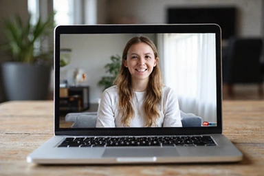 Online nutrition coaching session on a laptop